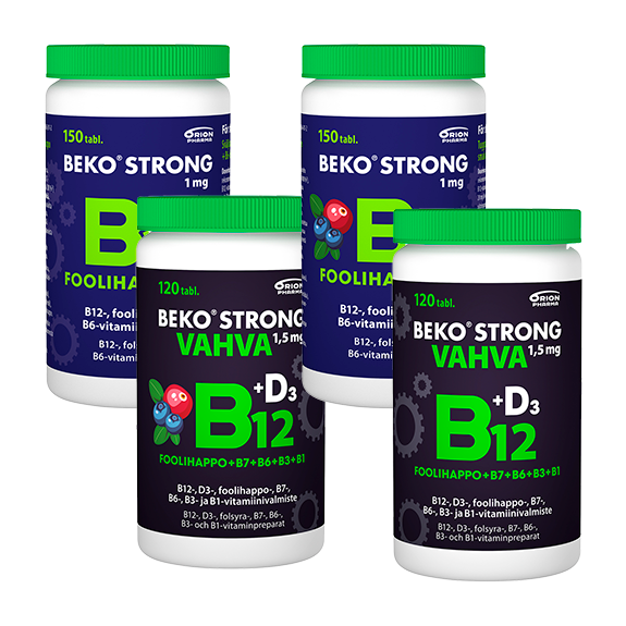Beko Strong B12 Vahva 120 kpl tai B12+foolihappo+B6 150 tabl. 26,90 €