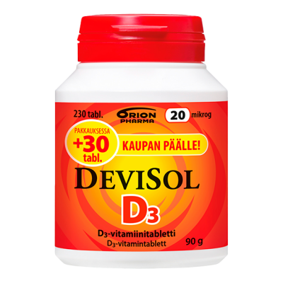 Devisol 20 mikrog. 230 tabl kampanjapakkaus 14,90 €