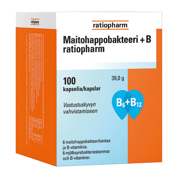 Maitohappobakteeri + B Ratiopharm 100 kaps. 19,90 €