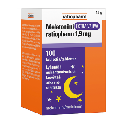 Melatoniini Extra Vahva Ratiopharm 1,9 mg 100 tabl. 18,90 €