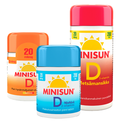 Minisun D-vitamiini 20 mikrog. 200 tabl. 14,90 €