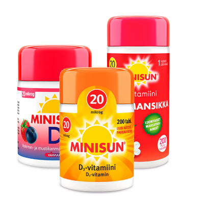 Minisun D-vitamiini 20 mikrog. 200 tabl. 15,90 €