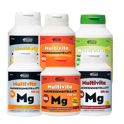 Multivita Magnesiumsitraatti +B6 150/175 mg 90/80 kpl 12,90 €