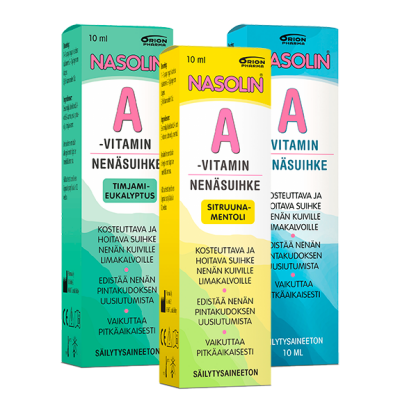 Nasolin A-vitamin nenäsumute 10 ml 7,50 €
