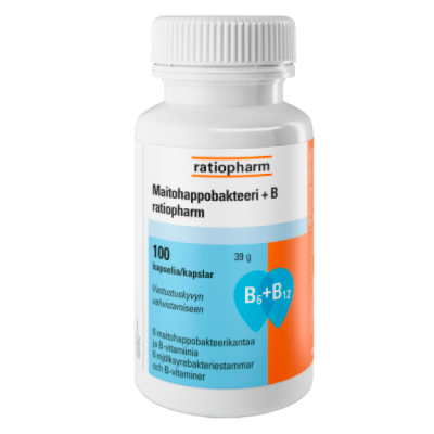 Maitohappobakteeri + B Ratiopharm 100 kaps. 19,90 €