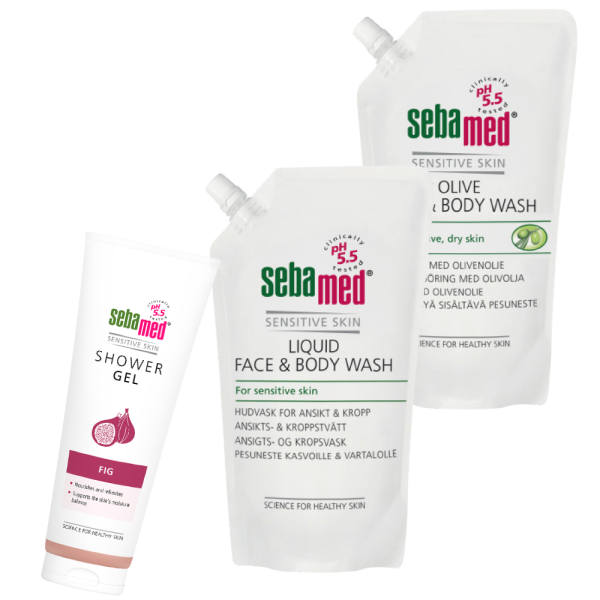 Sebamed täyttöpussin 1000 ml ostajalle Sebamed Viikuna suihkugeeli 250 ml kaupan päälle